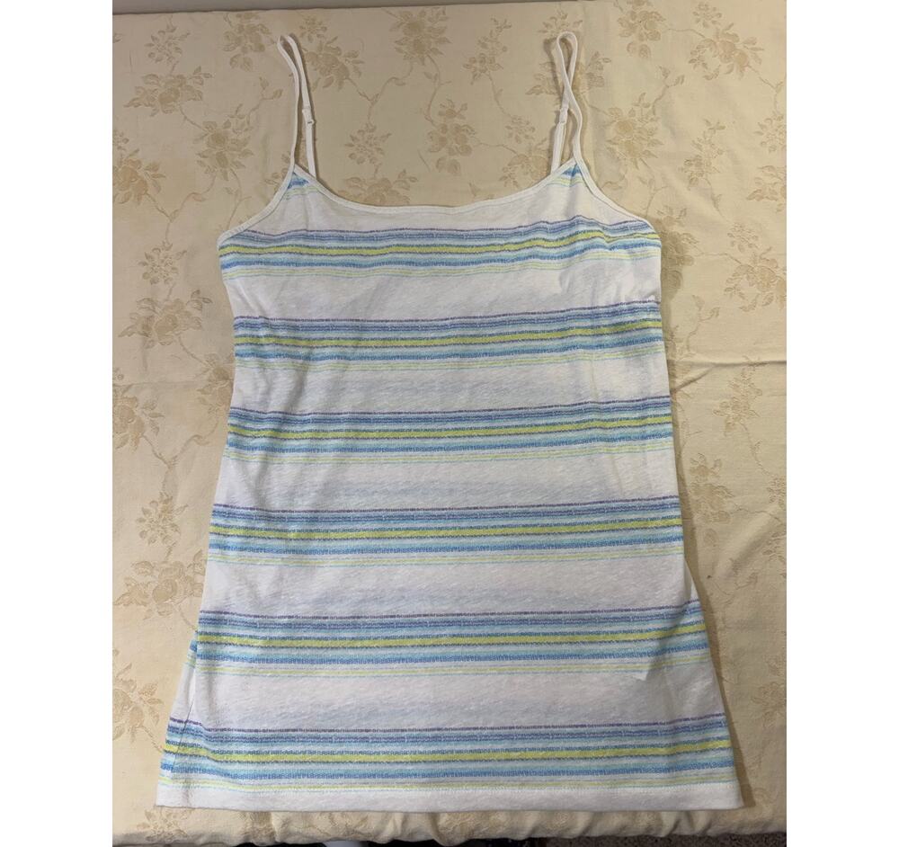 Aeropostale Favorite Cami Womens XL White Blue Green Purple Stripe Tank Top
